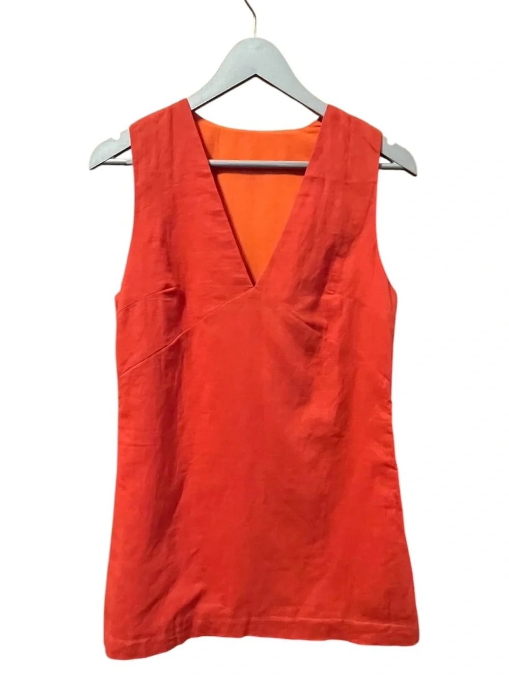 Commense Linen Cotton Sleeveless V-Neck Shift Dress Reddish Orange Size S - Picture 3 of 6